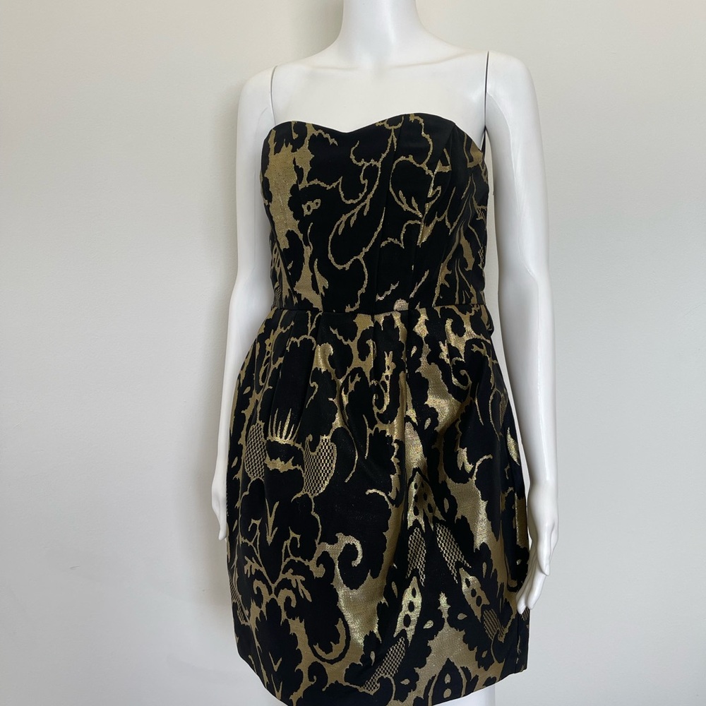 H&M Elegant Black and Gold Strapless Dress